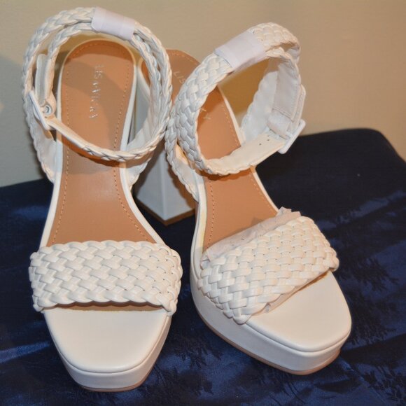 ✨ LISA VICKY JEWEL – White Braided Platform Heels NIB 9M | 4" Heel, Ankle Strap - Picture 1 of 11
